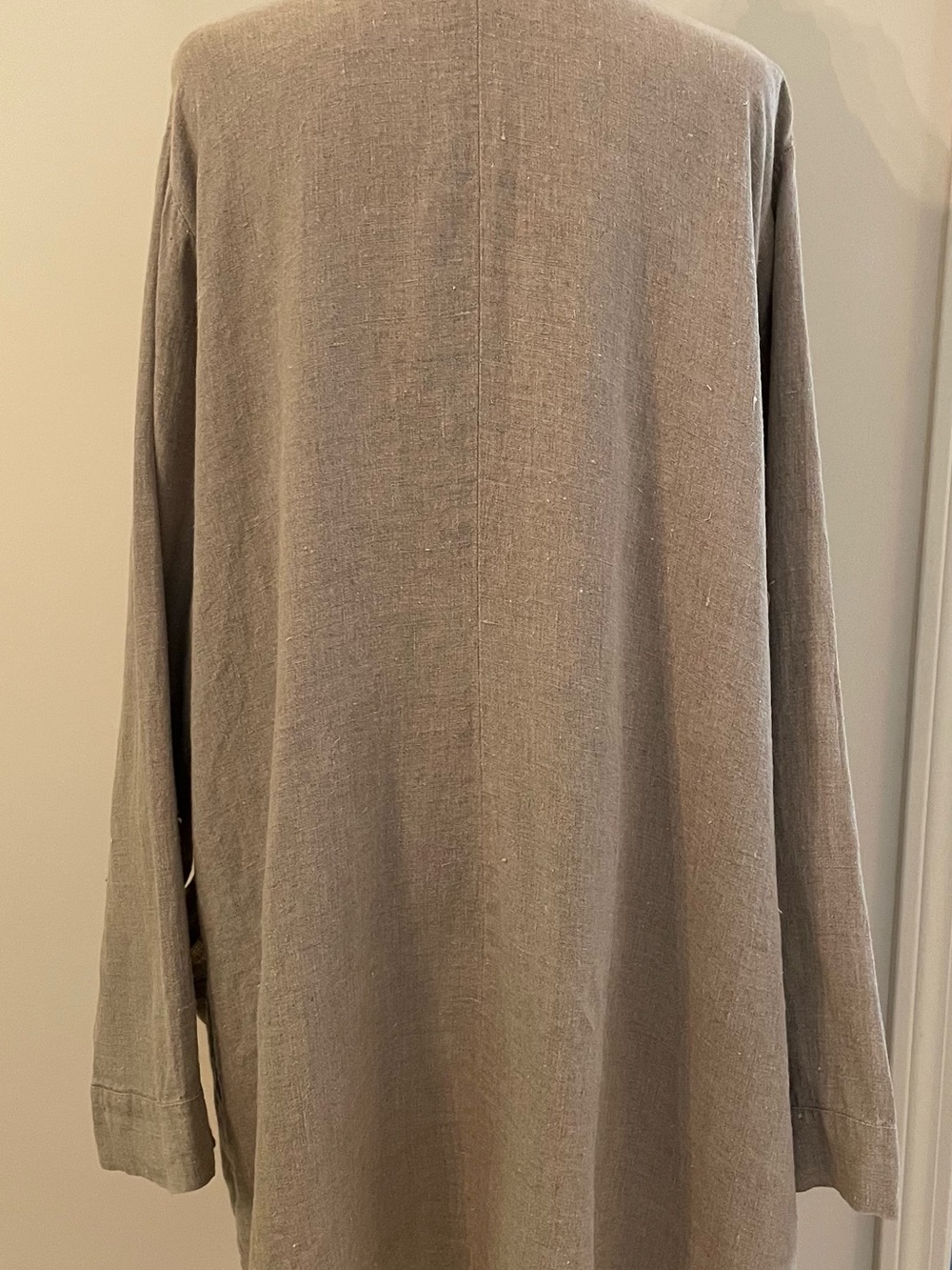 Flax Lagenlook Taupe/Beige 100% Linen Button Front Jacket Artsy Flowy Boho L - Picture 4 of 9